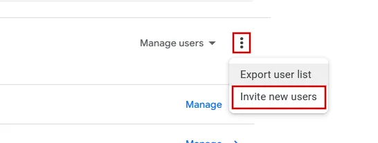 Click "Invite new users"