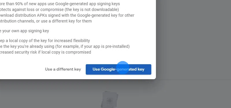 Click "Use Google-generated key"