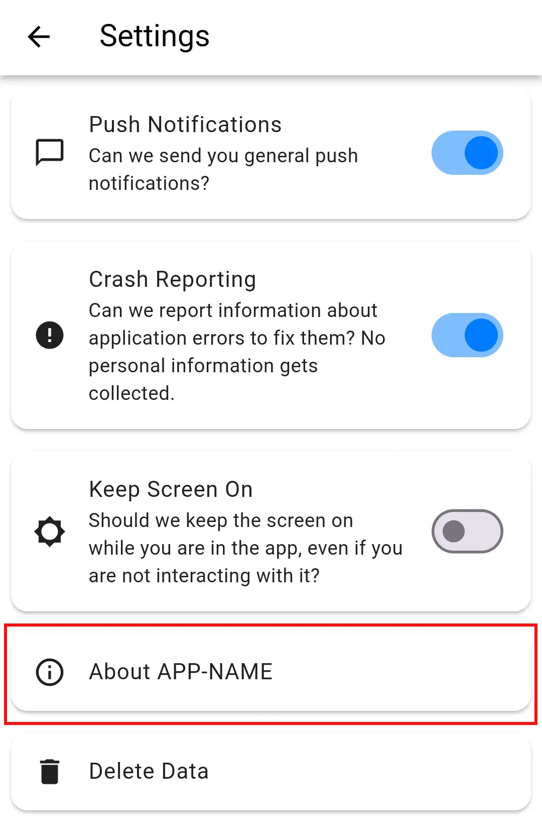 A screenshot of an app's settings screen.