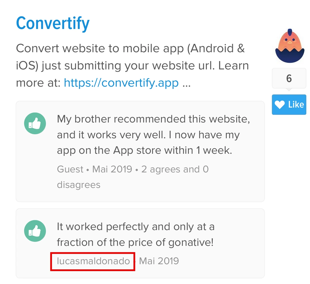 A supposedly positive review of Convertify written by Lucas Maldonado himself