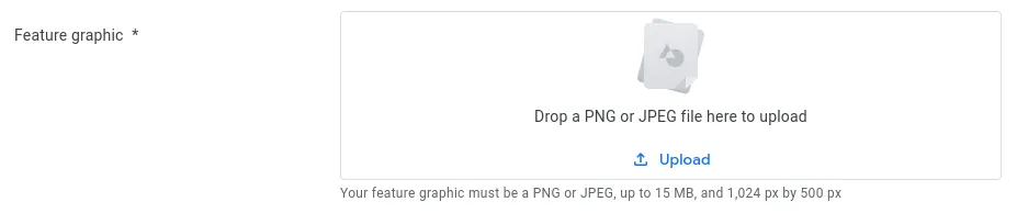 A screenshot of the feature graphic upload section.