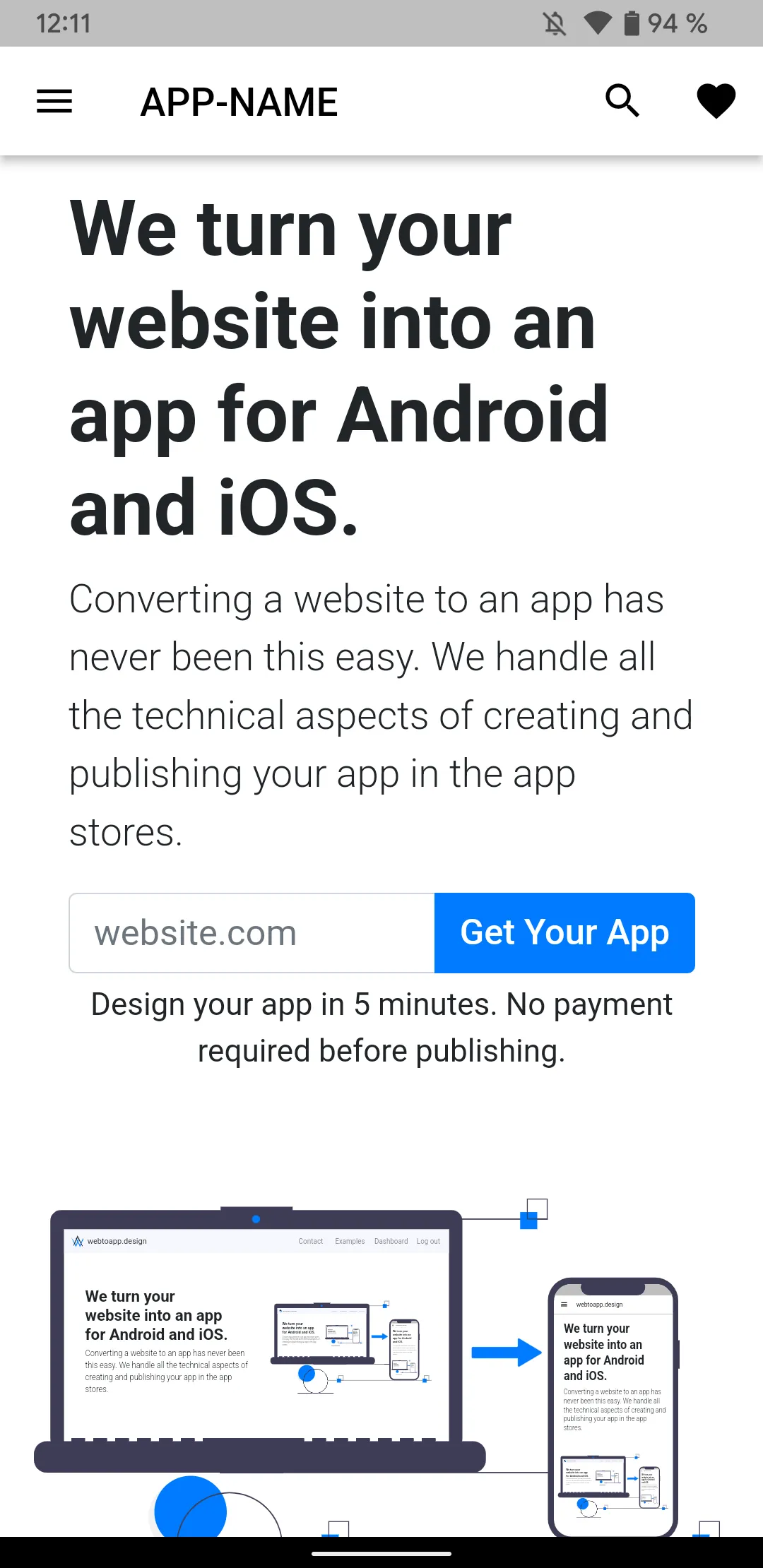 Een screenshot van onze app op de homepage.