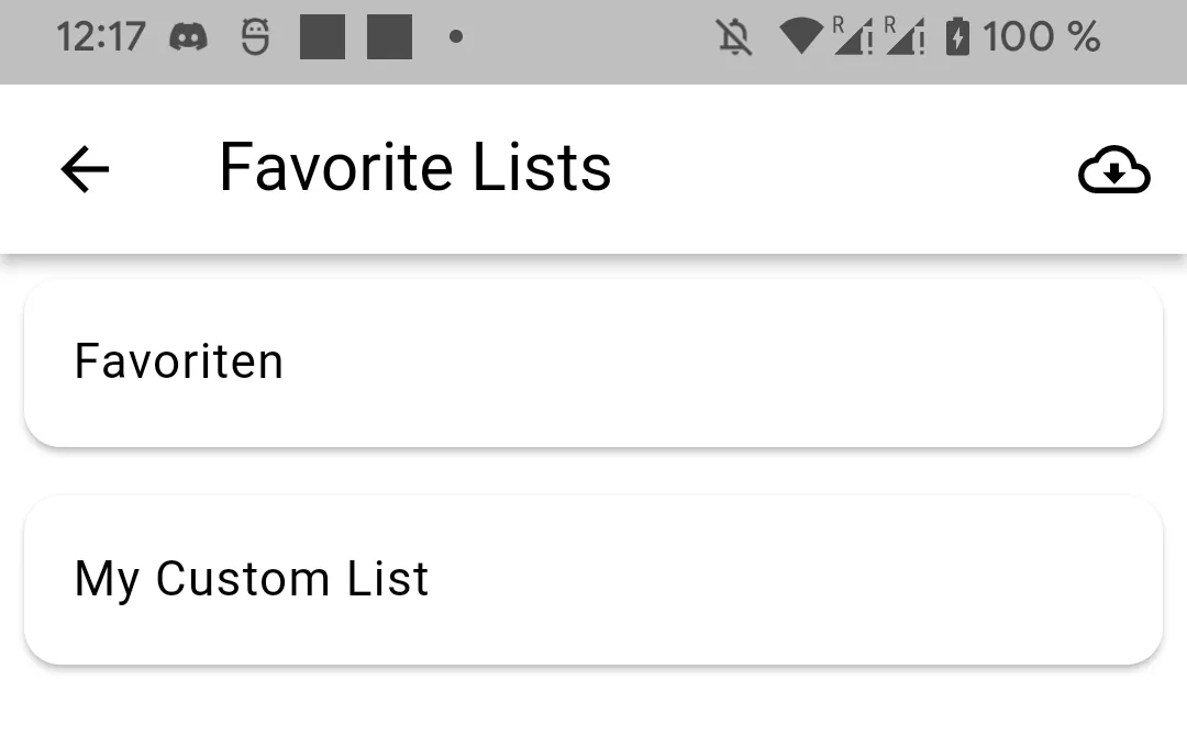 A screenshot showing two favorite lists.