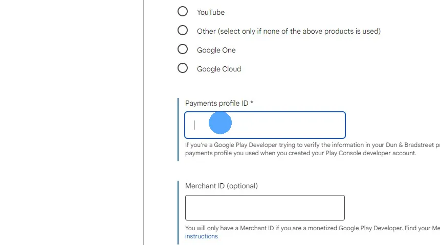 Paste your payments profile ID in the form.