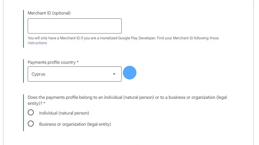 Select the country where your company is registered.