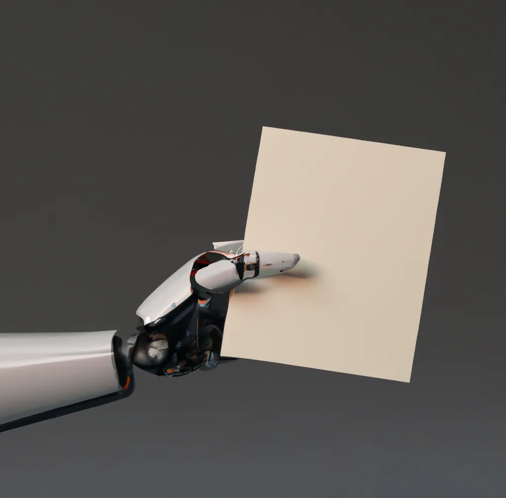 Een humanoïde robot overhandigt een virtuele uitnodiging, digitale kunst