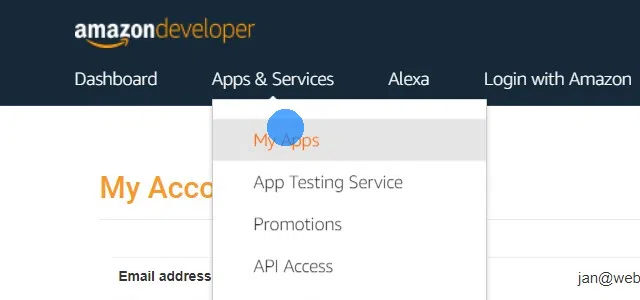 Cliquez sur « My Apps (Mes applications) » sous « Apps & Services (Applications et services) » en haut de la page.