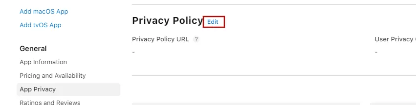 Enter the privacy policy URL from your website.