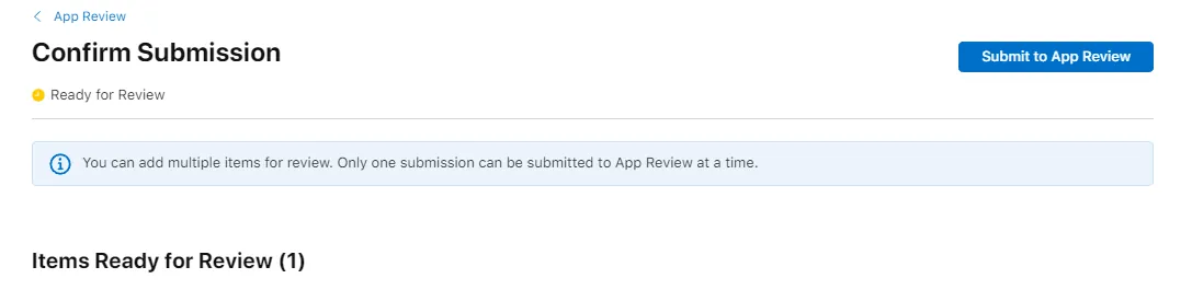 Een screenshot van de ‘Submit for Review’ knop