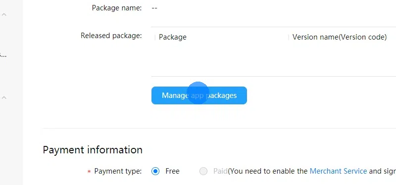 Faites défiler l'écran vers le bas et cliquez sur « Manage app packages (Gérer les paquets d'applications) », vous pourrez alors charger le fichier .apk que vous venez de télécharger.