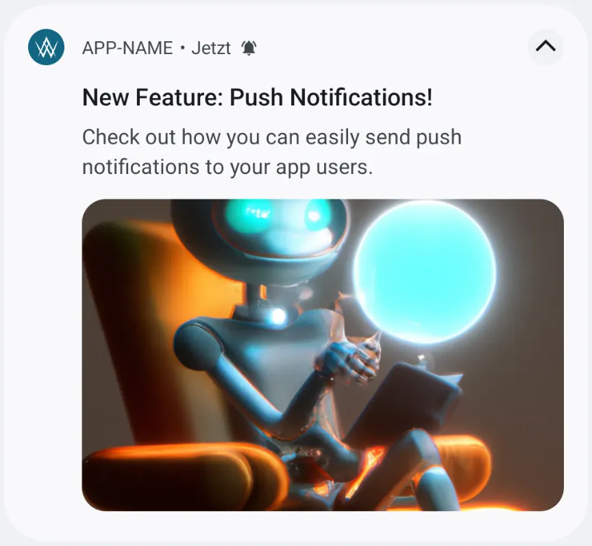 Une notification push en mode 'développée'.