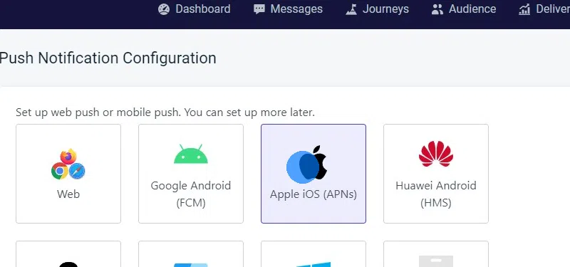 Select "Apple iOS (APNs)".
