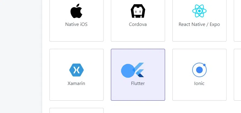 Sélectionnez Flutter.