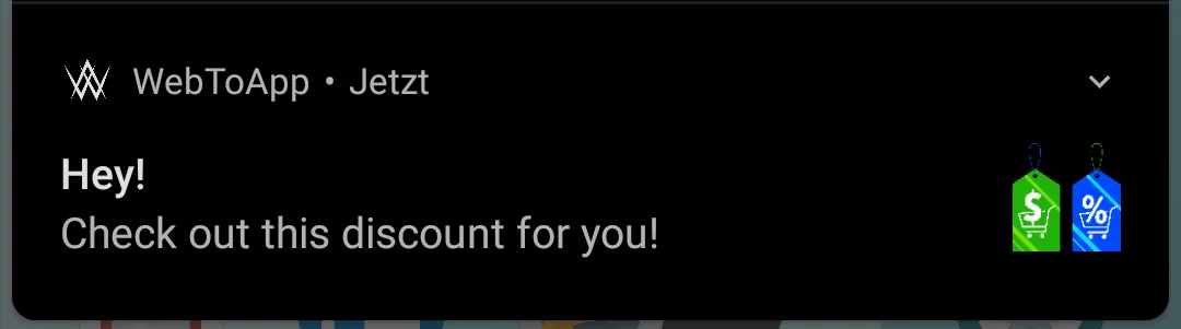 An Android push notification saying that the user has a discount available.