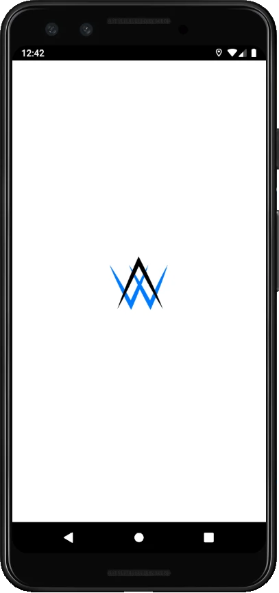 La pantalla de bienvenida de nuestra app de ejemplo con el logo de webtoapp.design