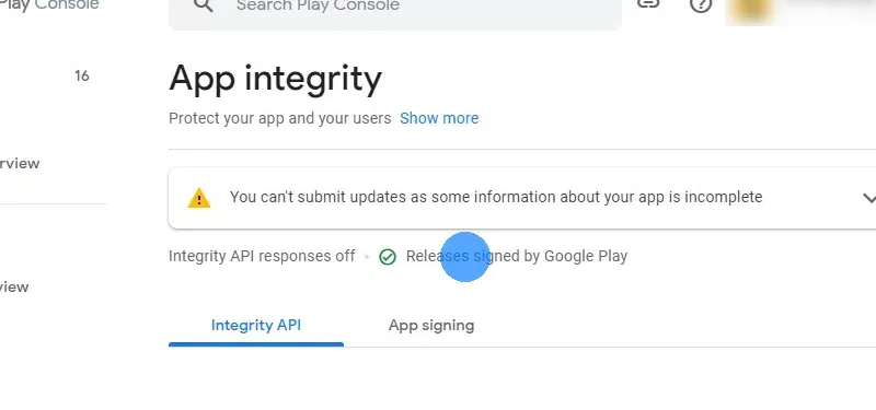 Je zou het bericht "Releases ondertekend door Google Play" moeten zien.