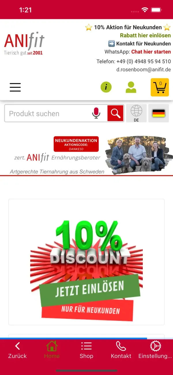 Illustrazione di una persona che guarda l'app ANIfit Futter Shop che abbiamo creato dal loro sito web