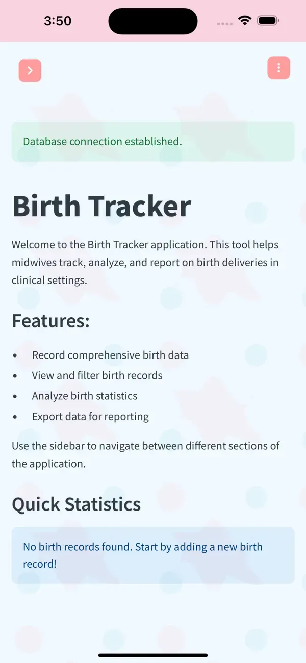 Un'illustrazione che mostra il sito web BirthTracker come un'app