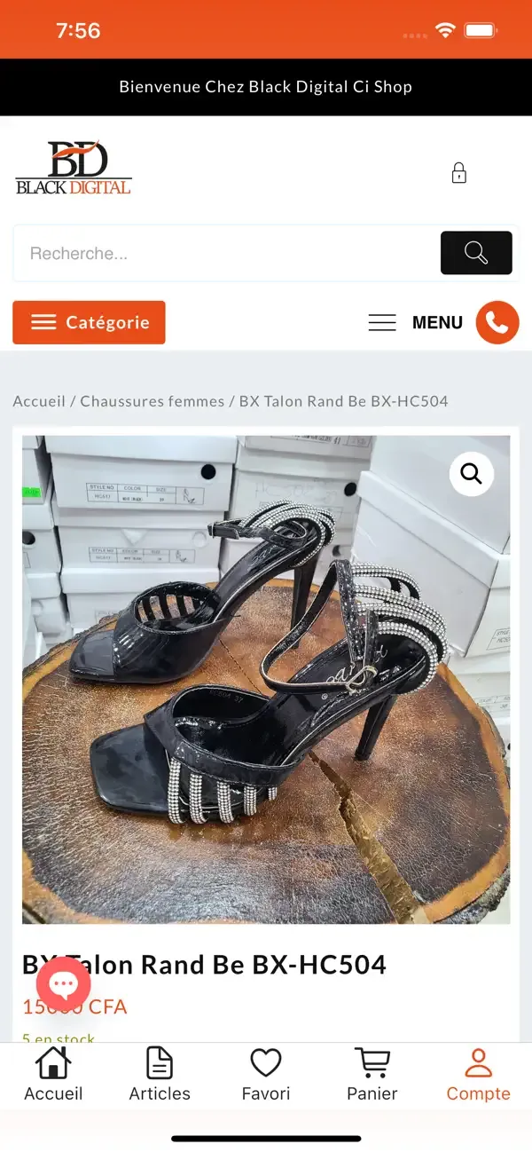 Uno screenshot dell'app Black Digital creata convertendo il loro sito web in un'applicazione