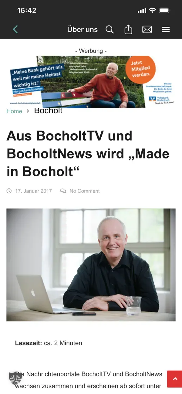 A graphic containing a screenshot of the Made in Bocholt app which we made from the Made in Bocholt website