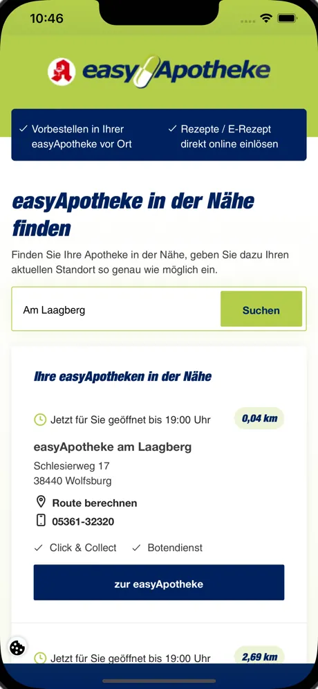 En illustration som visar easyApotheke webbplats som en app